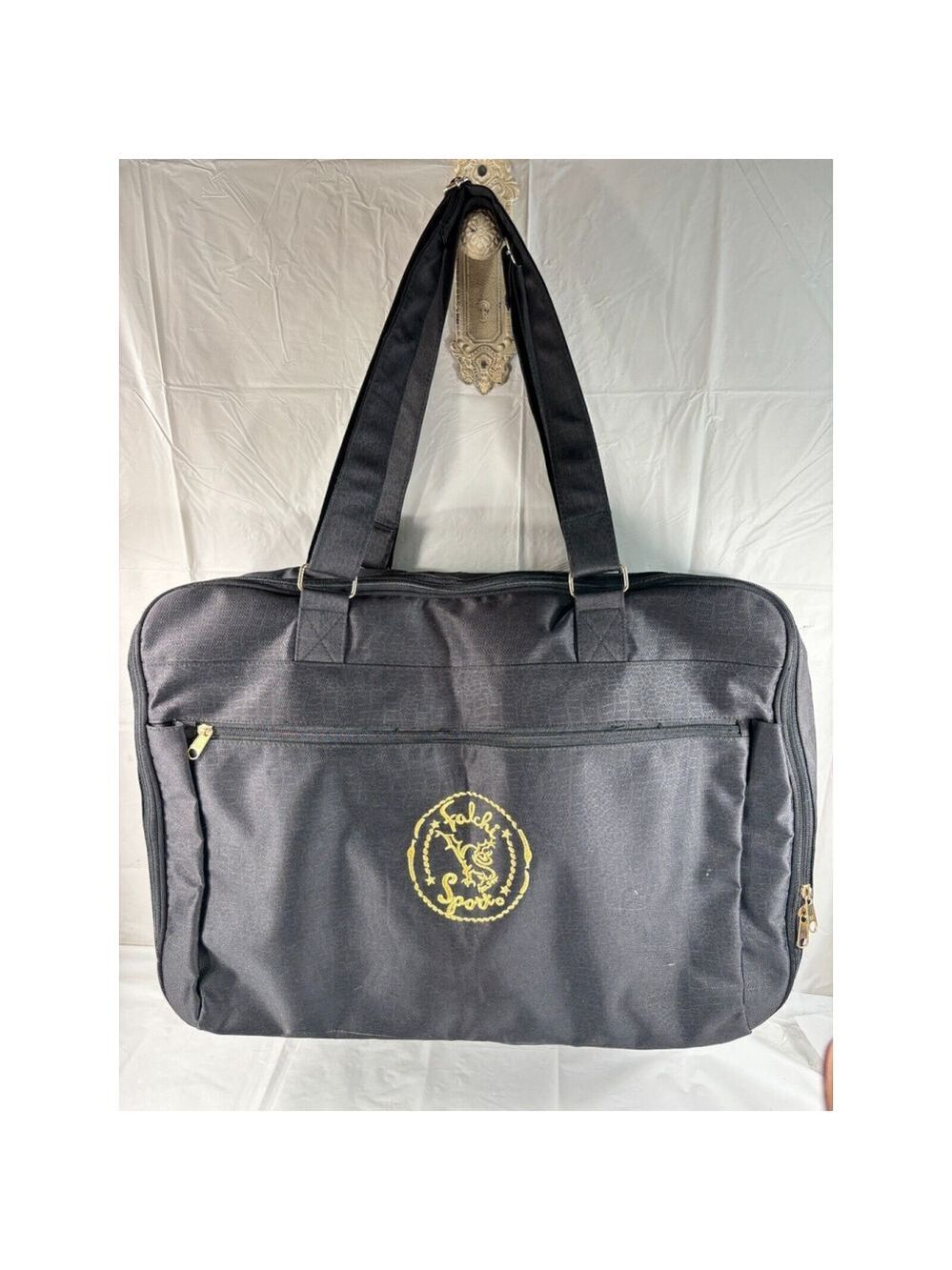 Carlos Falchi Sport Black travel tote bay overnight weekender